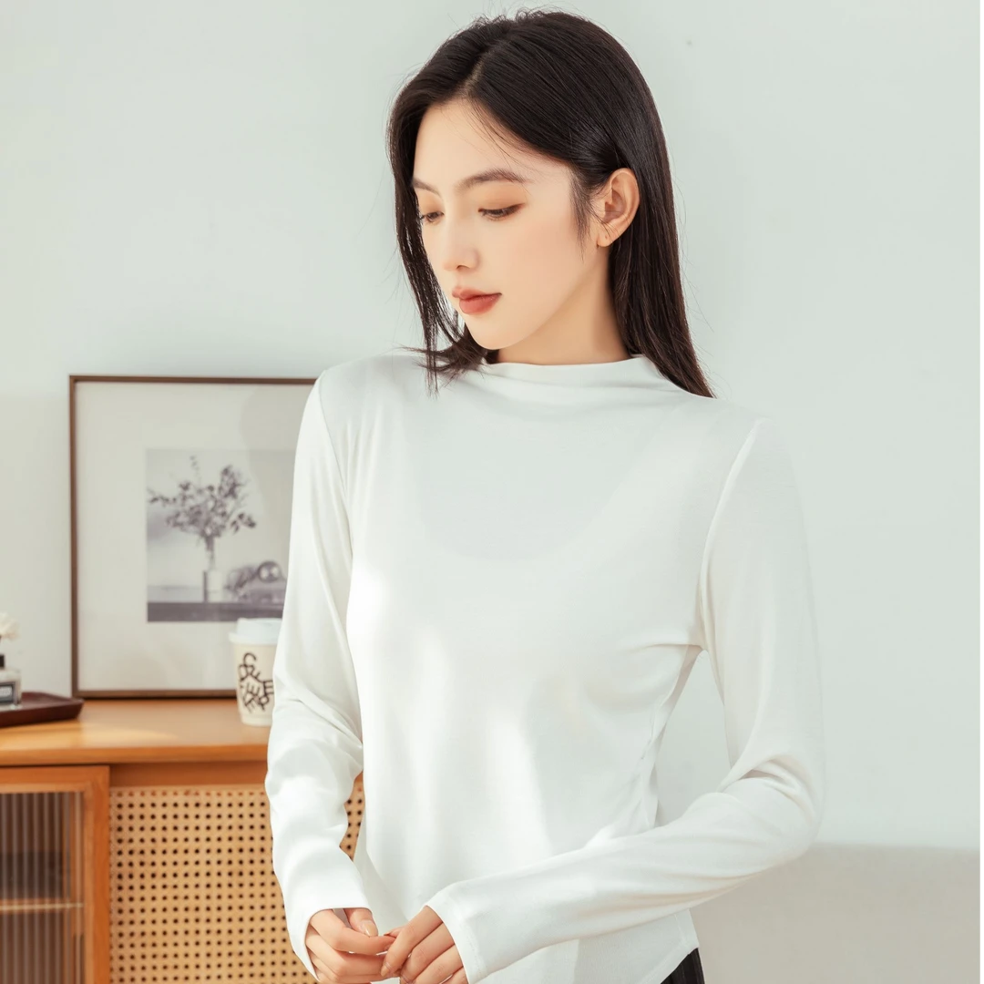 优可丝时尚百搭束腰修身长袖圆领秋冬款保暖套头打底衫2509#