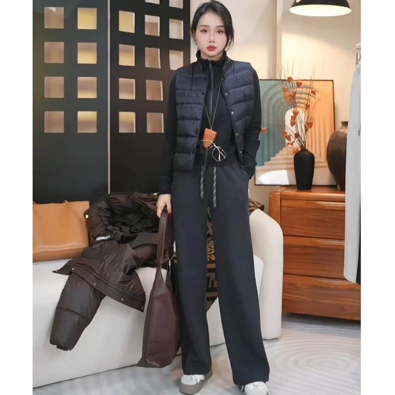 秋冬加厚窄版直筒裤新款高腰显瘦休闲羊毛百搭垂感显瘦阔腿裤子女