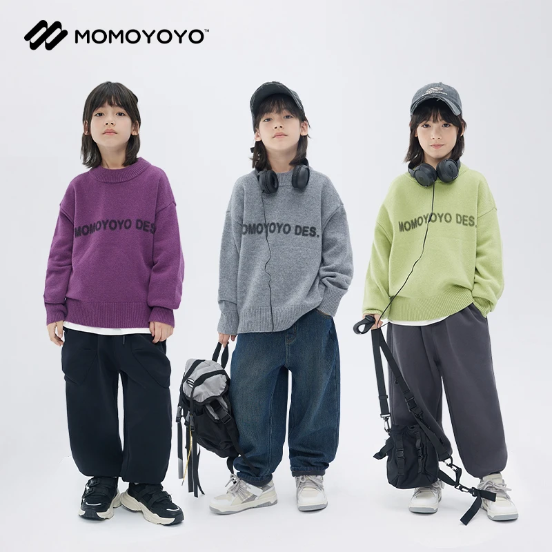 MOMOYOYO【懒羊羊】100%绵羊毛抗静电宽松字母羊毛衫 23DM012