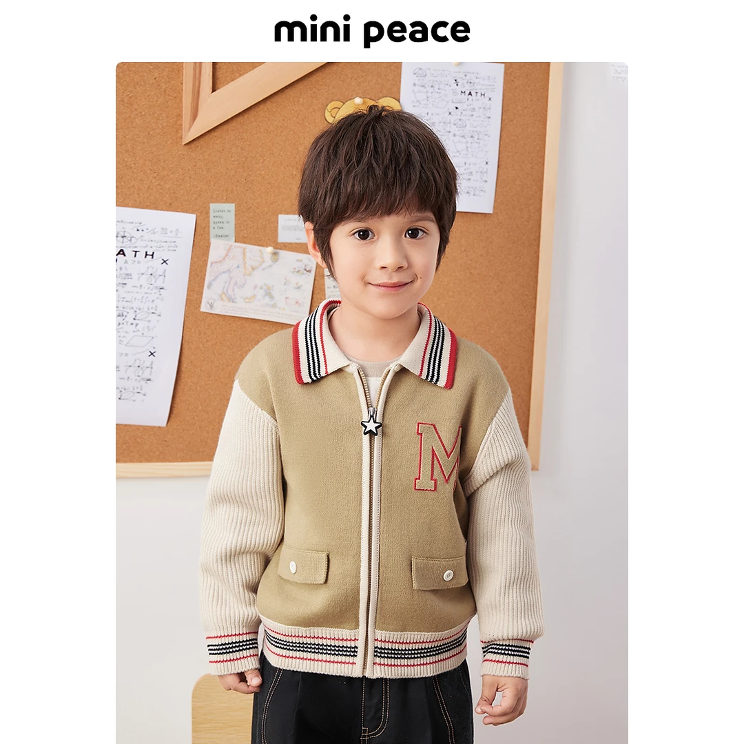 【专柜同款】MINIPEACE太平鸟童装男童毛开衫儿童针织外套秋