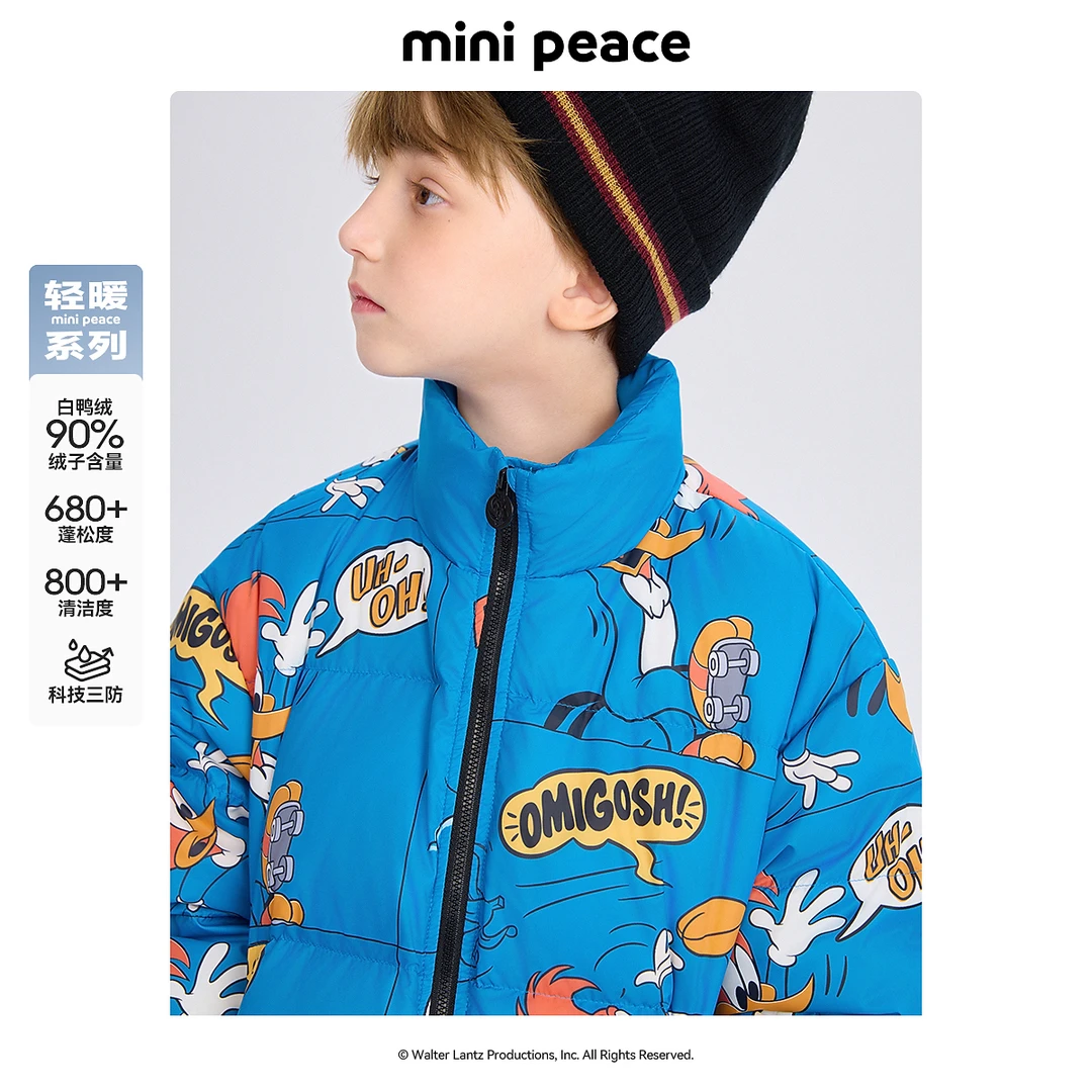 【轻暖系列】太平鸟|啄木鸟伍迪联名男童羽绒服卡通满印冬季外套