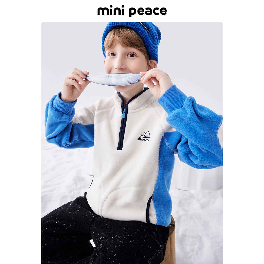 MINIPEACE太平鸟童装男童加绒卫衣儿童冬装半高领户外抗静电