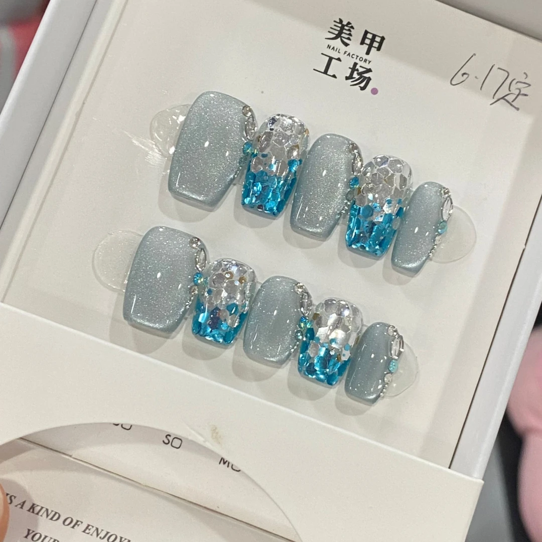 高货体验【蓝风铃】纯手工轻奢手工穿戴甲（送高级工具包）