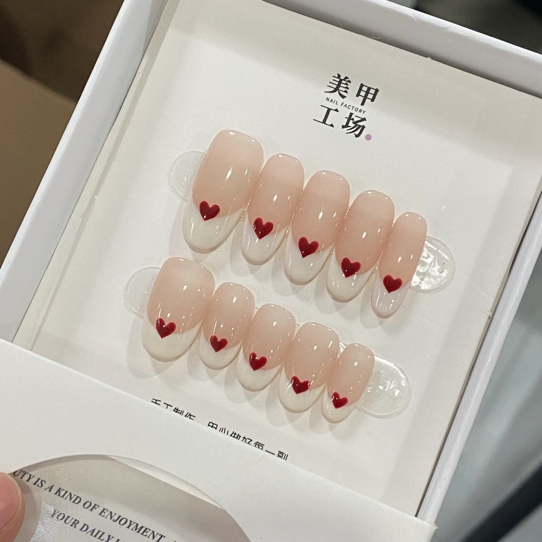 法式甜心-纯手工穿戴甲温柔高级显白纯欲简约风美甲贴可拆卸