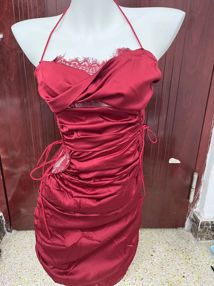 奶盖裙【80-160斤】女士显瘦气质复古修身蕾丝露背包臀睡裙