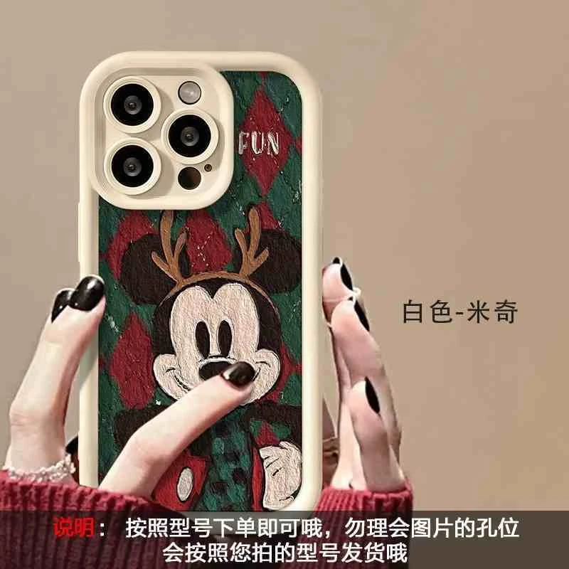 圣诞鹿角米奇苹果iPhone16手机壳15全包14草莓熊13爆款12秋冬11软