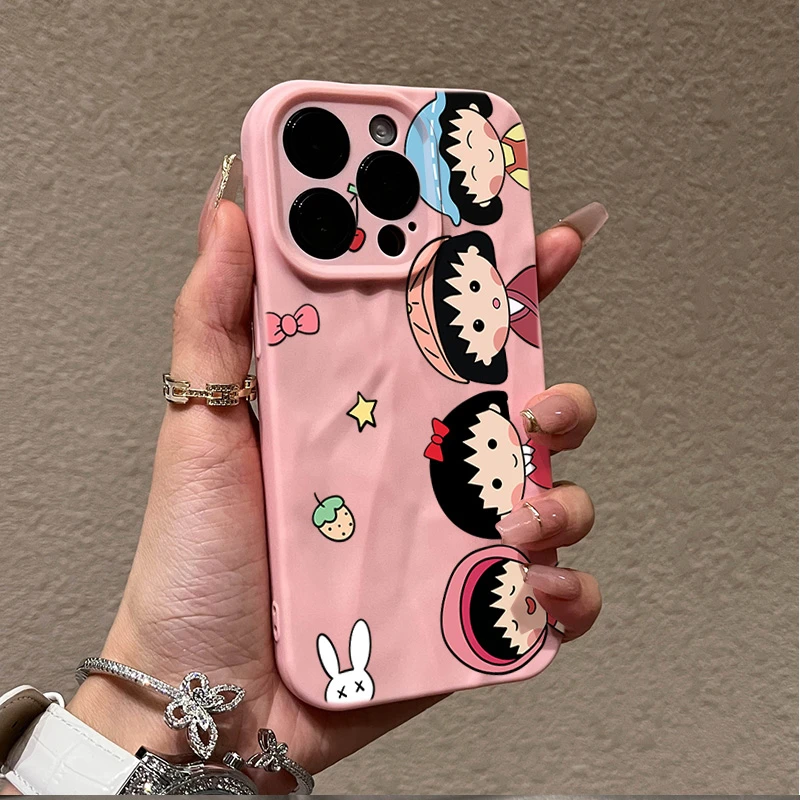 可爱小丸子苹果15promax褶皱手机壳iphone14全包13p12防摔11/8
