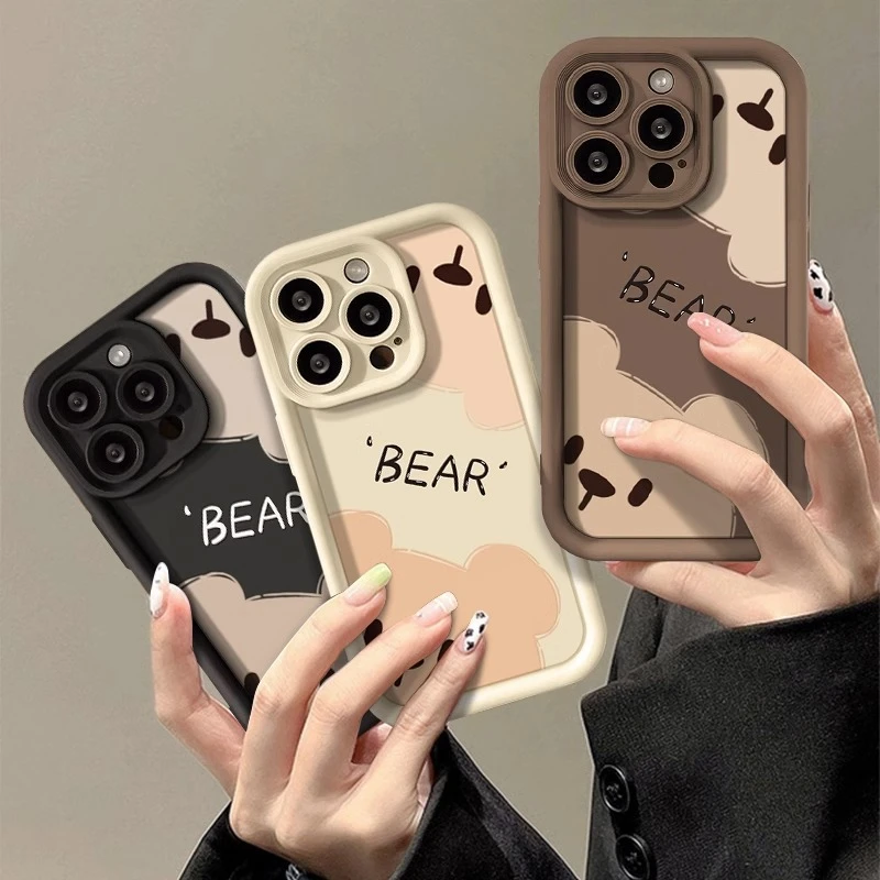 潮壳日韩bear小熊苹果15promax手机壳iPhone14软壳13防摔12全包套
