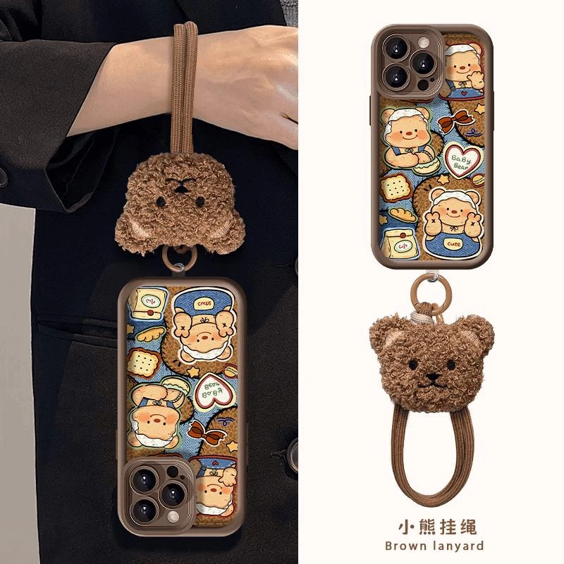 复古黄油小熊适用苹果14pro手机壳新款iPhone13可爱15防摔保护套