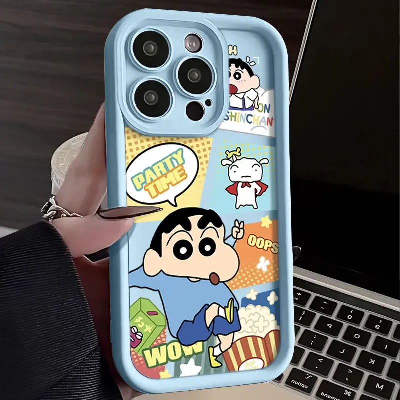 蜡笔小新苹果15手机壳iPhone14pro硅胶软壳13全包可爱防摔保护套