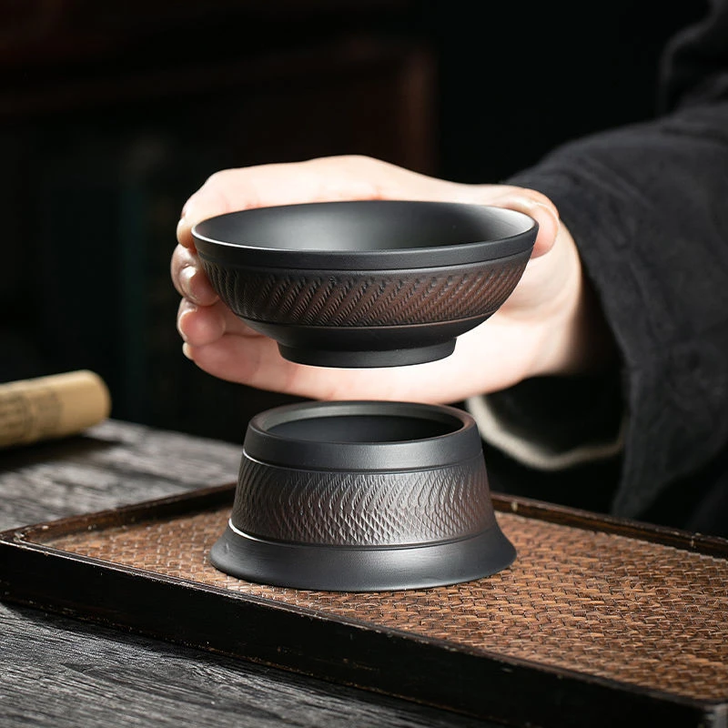 紫陶茶漏茶叶过滤器茶滤公道杯陶瓷茶斗密过滤网紫砂高档茶道配件