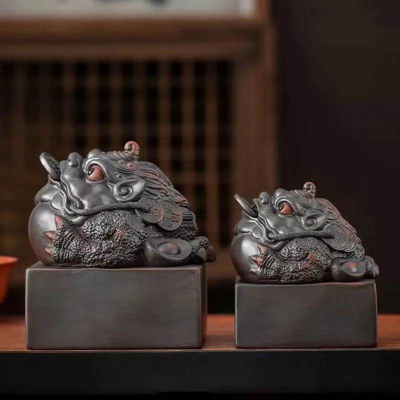 金蟾貔貅紫陶精品手工茶宠招财可养茶台装饰茶具配件茶桌茶玩摆件