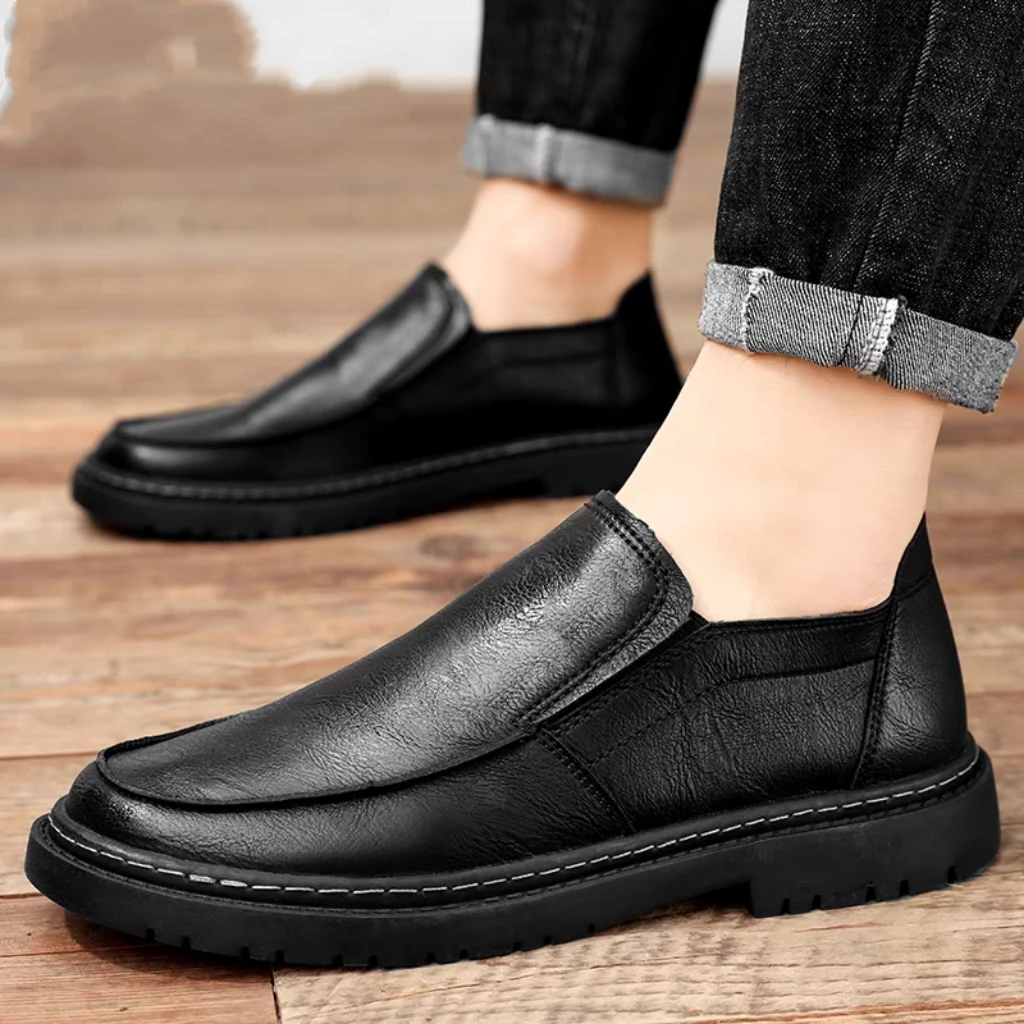 男鞋休闲皮鞋新品秋冬防滑厚底男款低帮工装鞋爸爸大头鞋0002