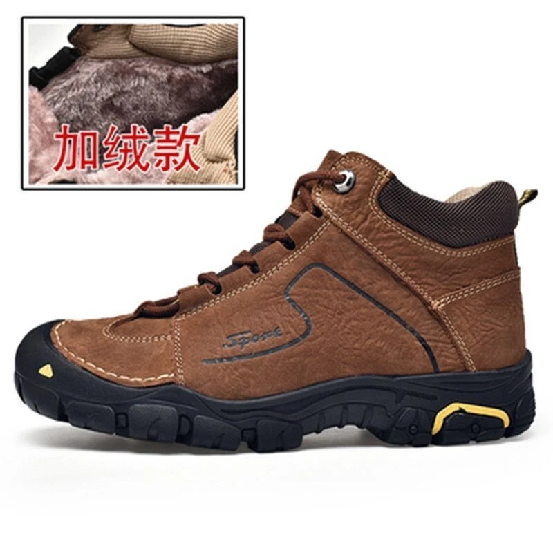 新款男鞋真皮冬季加绒保暖鞋子男户外运动休闲登山鞋皮鞋8191