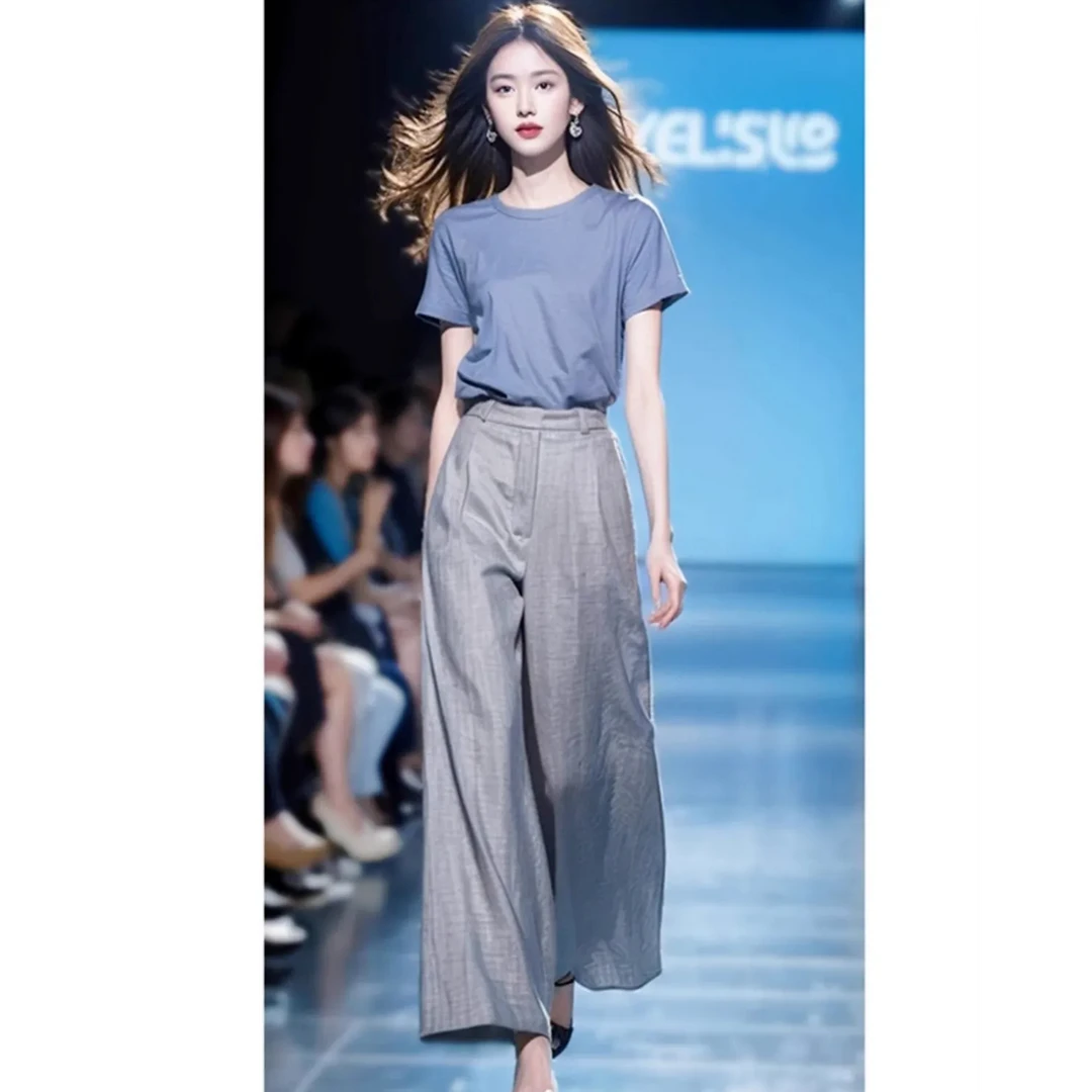 通勤风一整套松弛感穿搭高级感超好看的慵懒风两件套装裤夏季女装