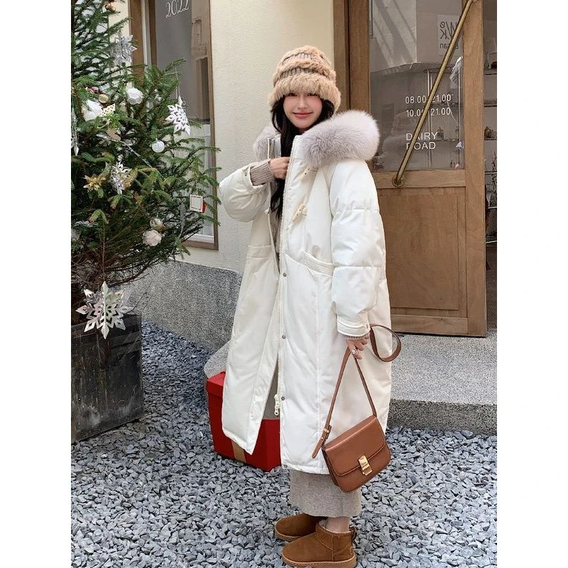 奶呼呼棉服女2023新款韩系宽松过膝加厚冬季中长款棉衣外套潮