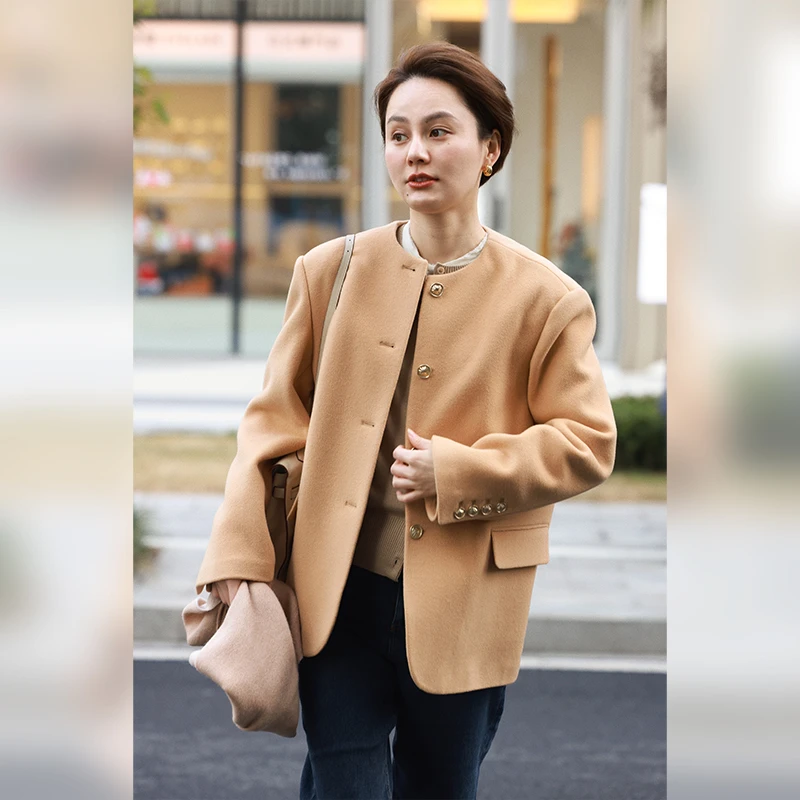 经典老钱·1090羊绒羊毛经典直身宽肩廓形外套气质大衣24W81126W