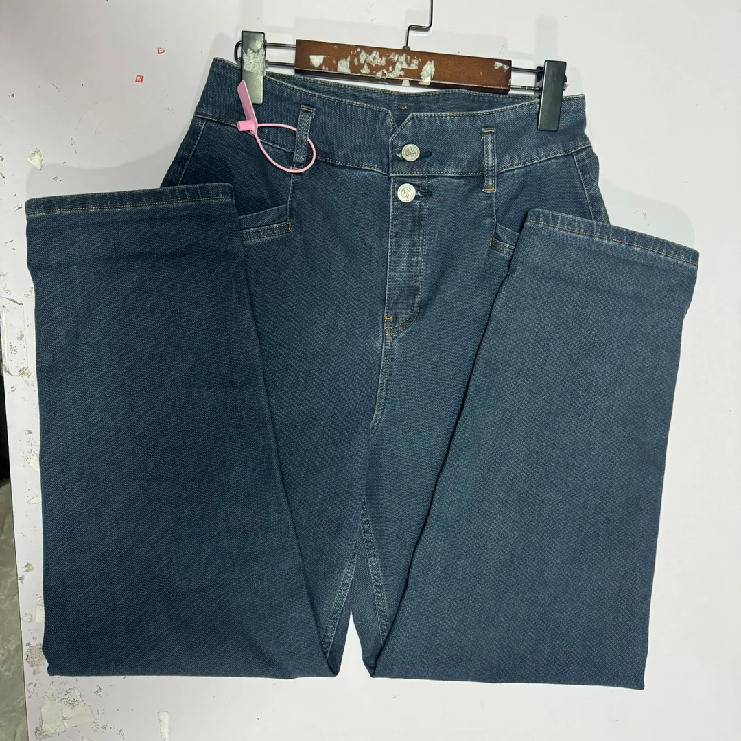 （戚戚甄选女装a）牛仔裤四季款蓝色低腰直筒时尚休闲百搭女士简约