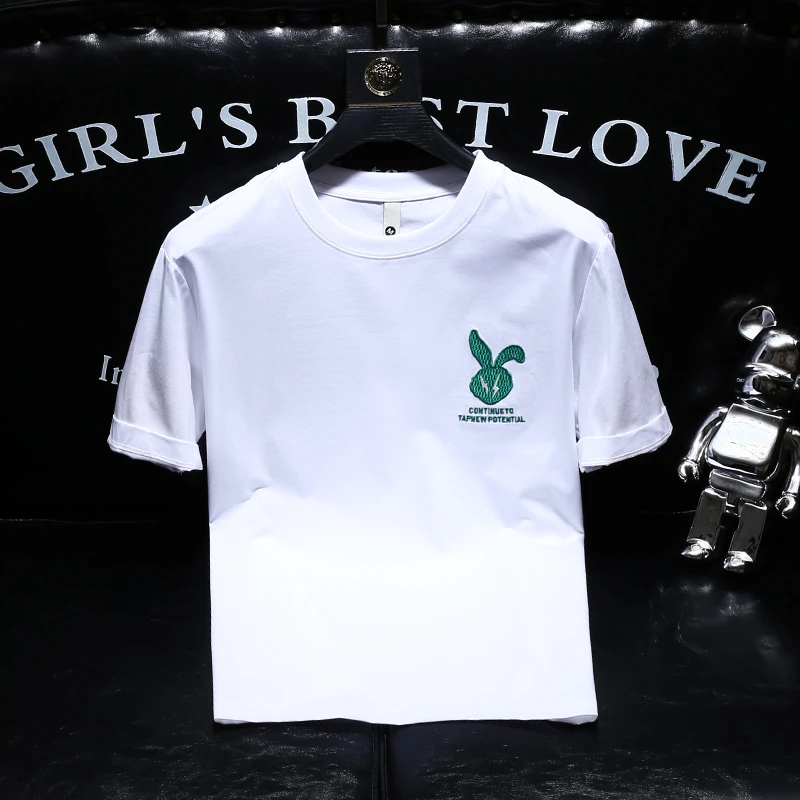 欧货潮流短袖t恤男士夏季2023新款后背印花设计感男装半袖网红帅