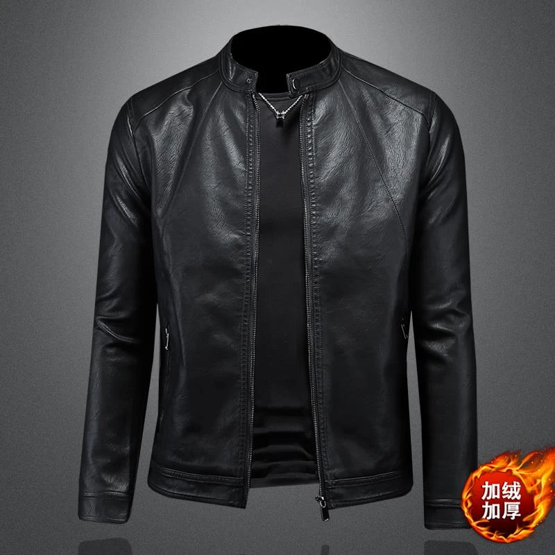欧货漫威毒液秋冬高端保暖新款加绒男士立领机车皮外套修身痞帅