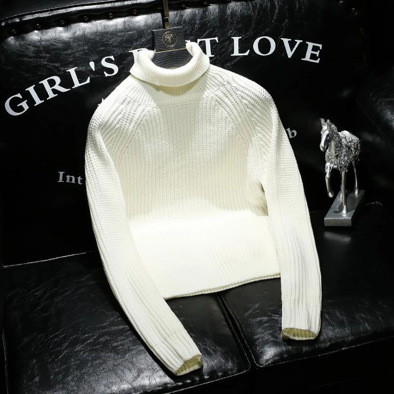 欧洲站高领粗毛线流行潮牌男装毛衣秋冬新款保暖痞帅打底针织衫酷