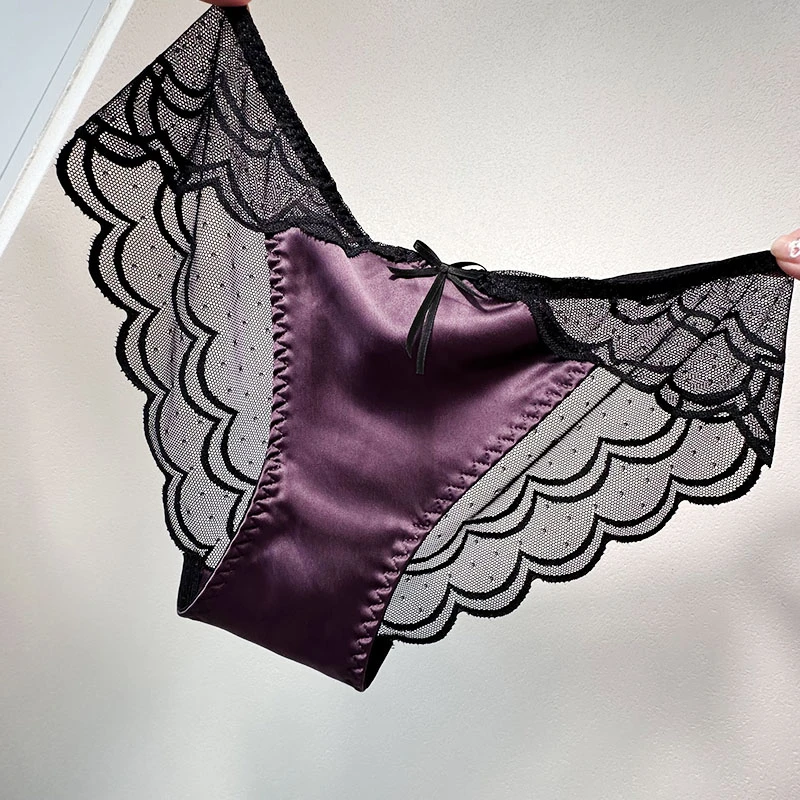情人节 轻奢蕾丝内裤女士性感风中低腰时尚舒适透三角裤冰丝无痕