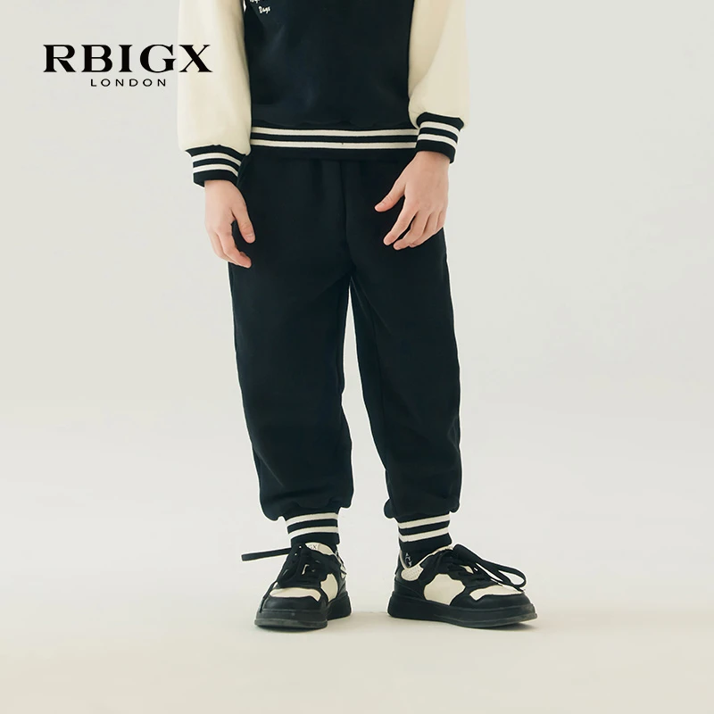 RBIGX瑞比克童装秋季新款潮流休闲设计感百搭绣花收口运动裤