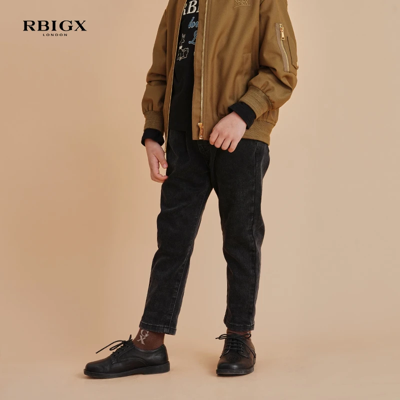 RBIGX/瑞比克童装秋季百搭简洁大方儿童潮流设计感水洗牛仔裤