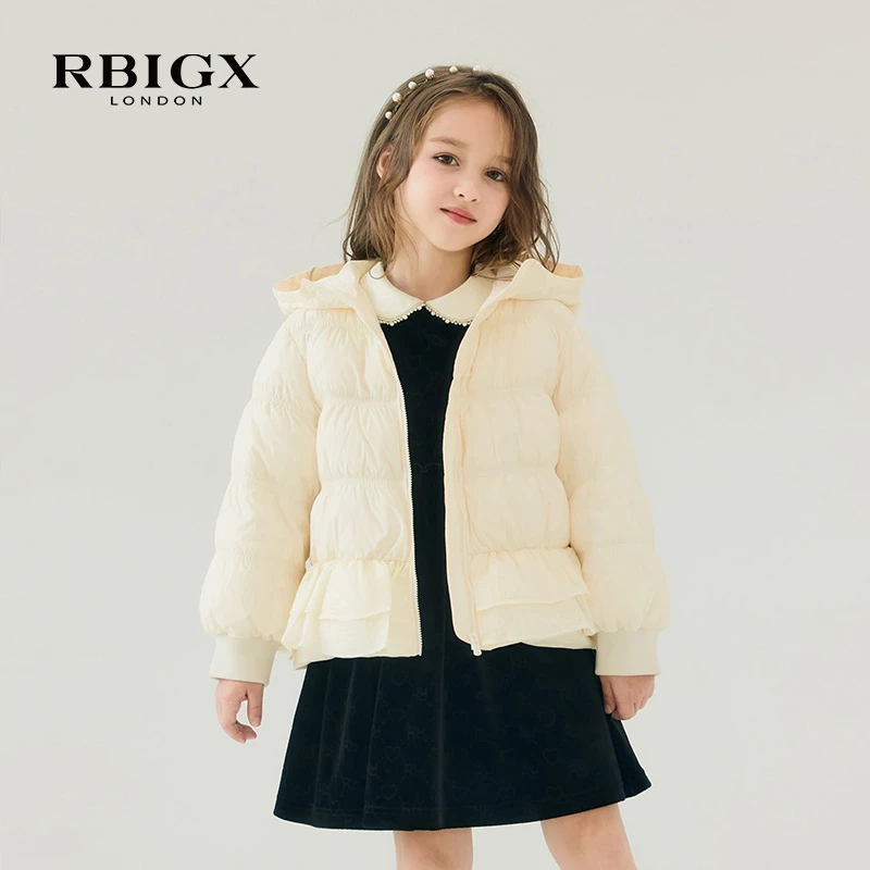 RBIGX瑞比克童装秋冬新款百搭潮流韩版淑女荷叶边摆羽绒服