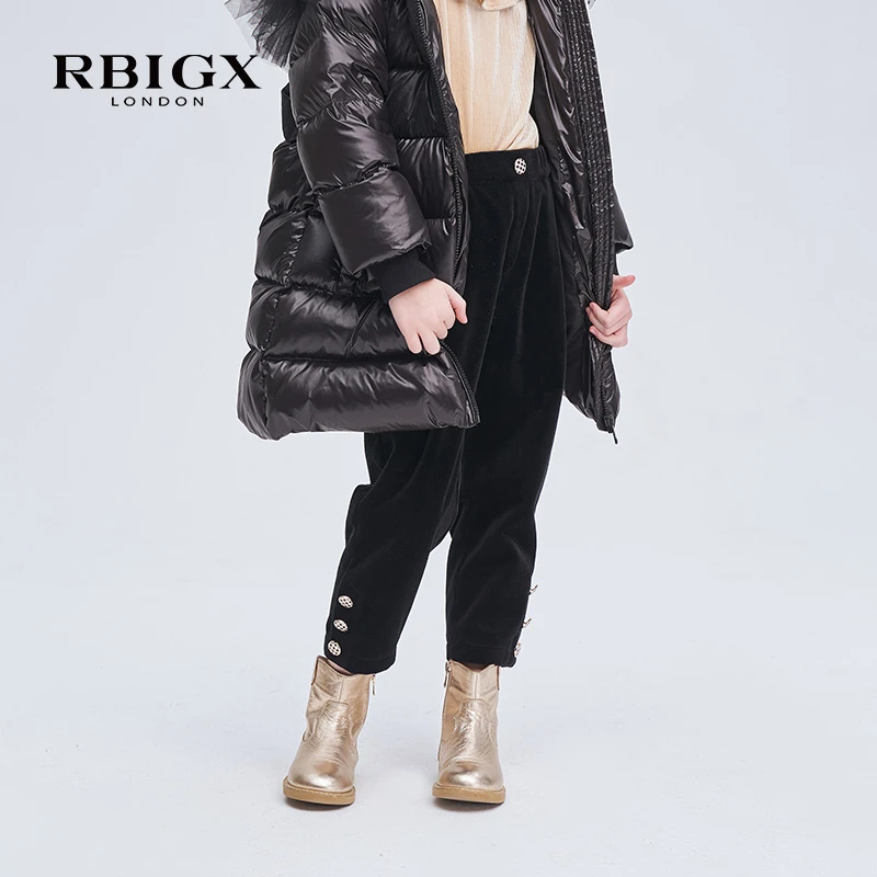 RBIGX瑞比克童装冬季百搭女童潮流百搭脚口纽扣装饰萝卜裤