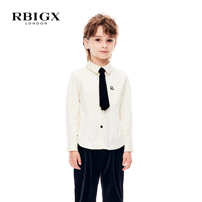 RBIGX瑞比克童装冬季新款儿童韩版帅气洋气绣花衬衫