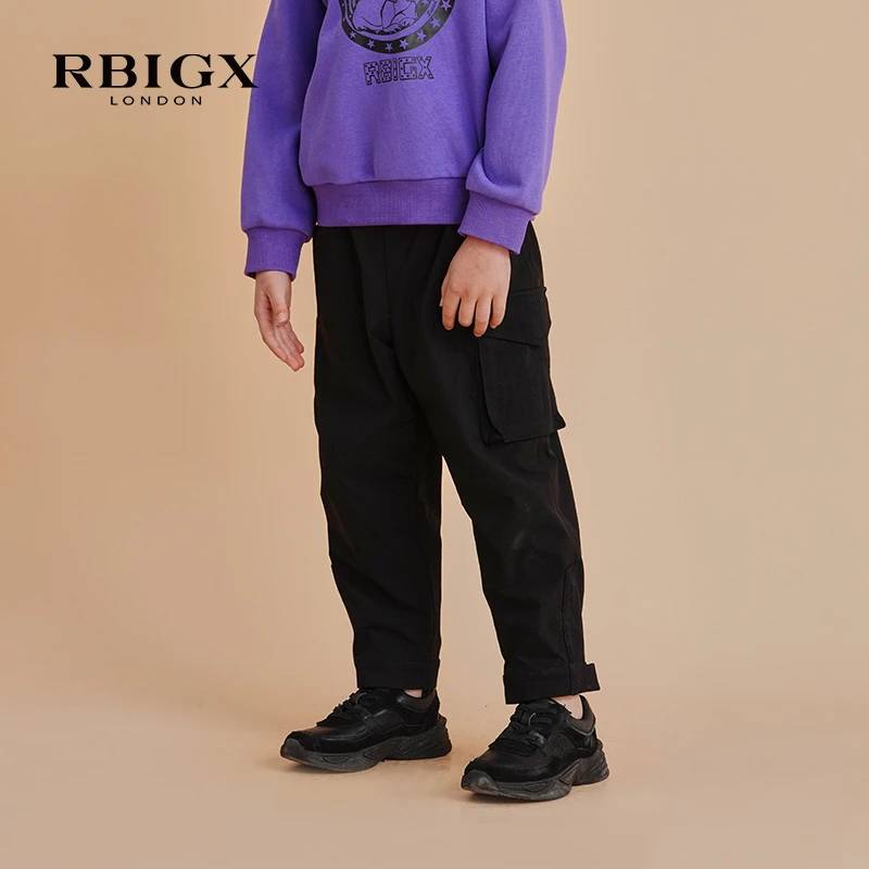RBIGX瑞比克童装秋季新款百搭潮流儿童设计感多袋工装裤长裤