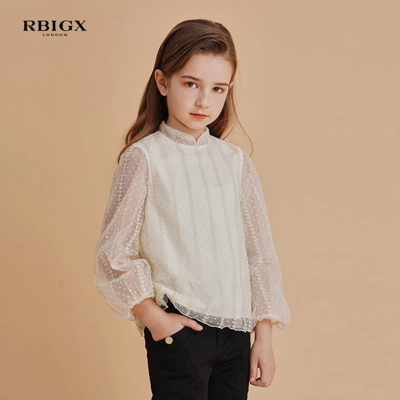 RBIGX/瑞比克童装秋季网纱设计感儿童女童上衣公主甜美小衫