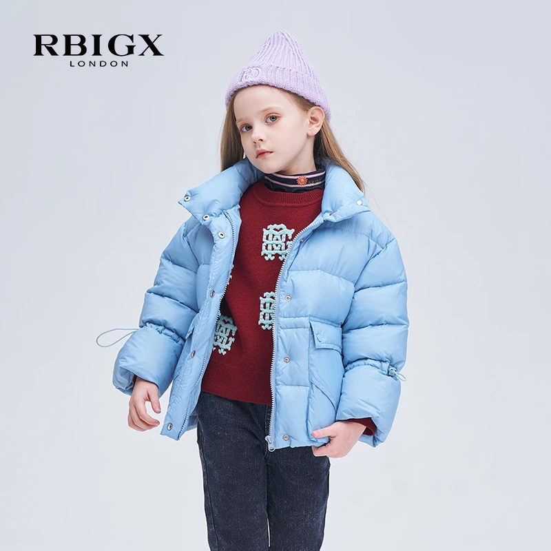 RBIGX瑞比克童装冬季潮流百搭设计感休闲大口袋立领短款羽绒
