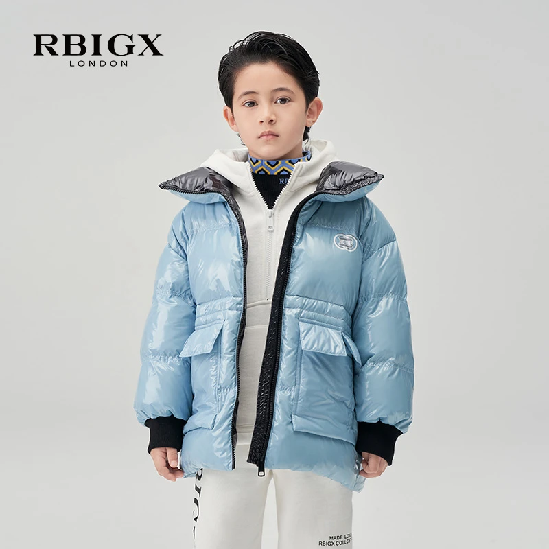 RBGIX瑞比克童装冬季新款男童帅气logo印花大立领羽绒服