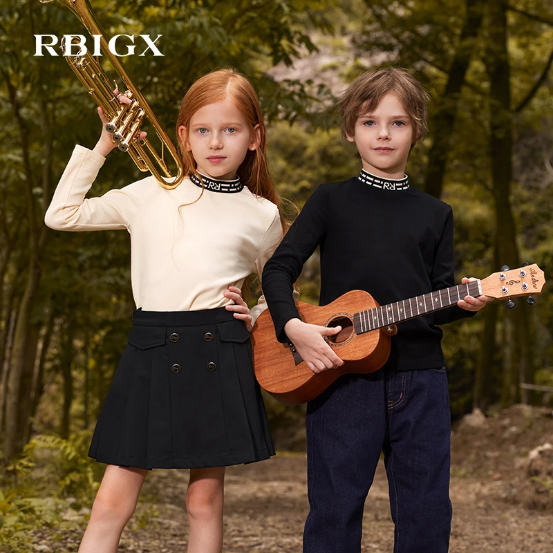 【新款】RBIGX瑞比克童装秋季新款百搭设计感儿童帅气打底衫长袖t恤