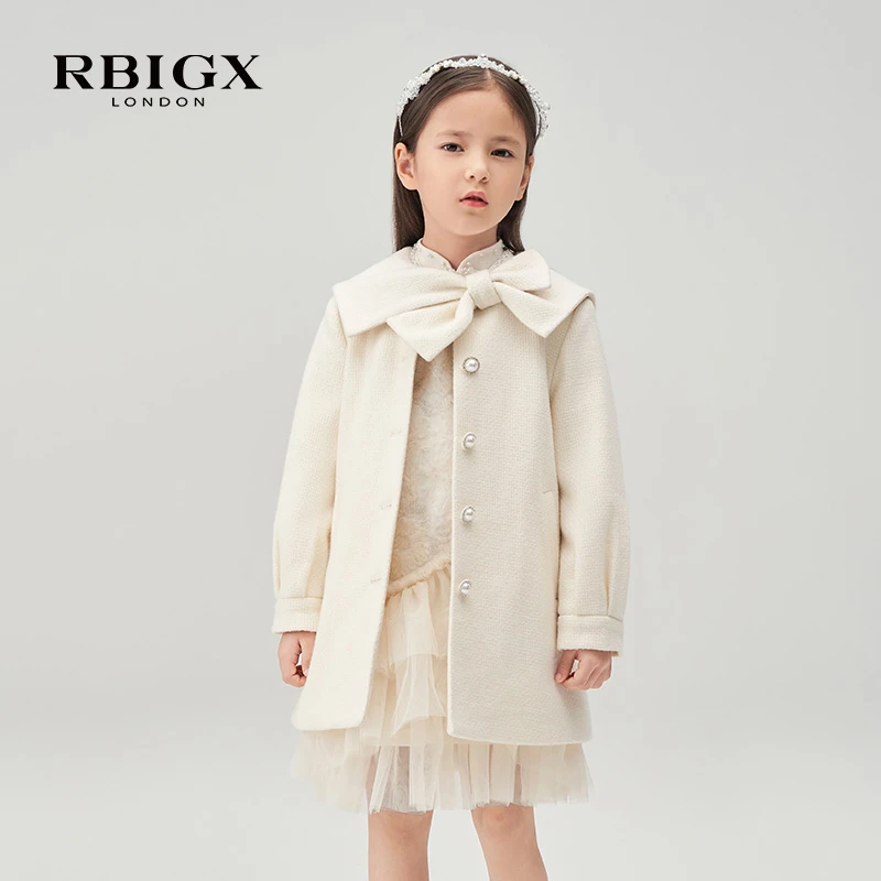 RBIGX瑞比克童装冬季新款潮流百搭休闲设计感蝴蝶结大衣