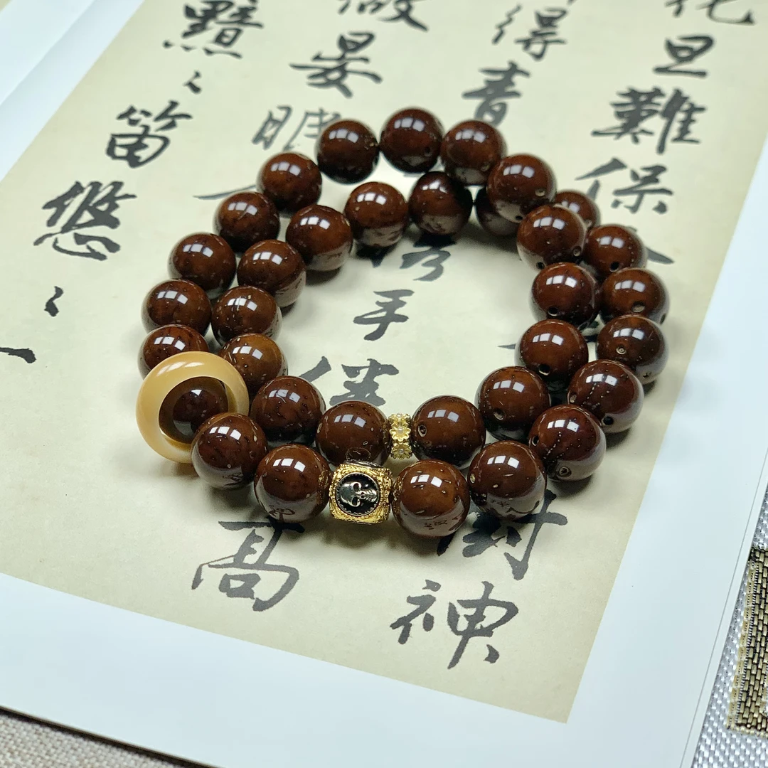 (黑)紫金鼠1.2尺寸 菩提双圈风化跑环PT1590文玩好物