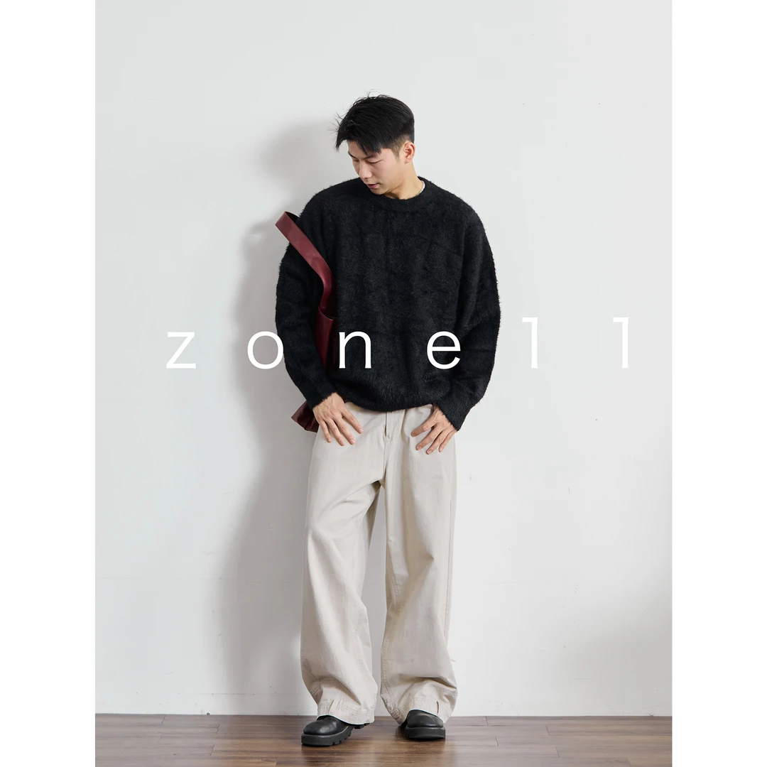 Zone11冬2024「红人上新」仿水貂绒毛衣宽松纯色百搭ins情侣MY90296