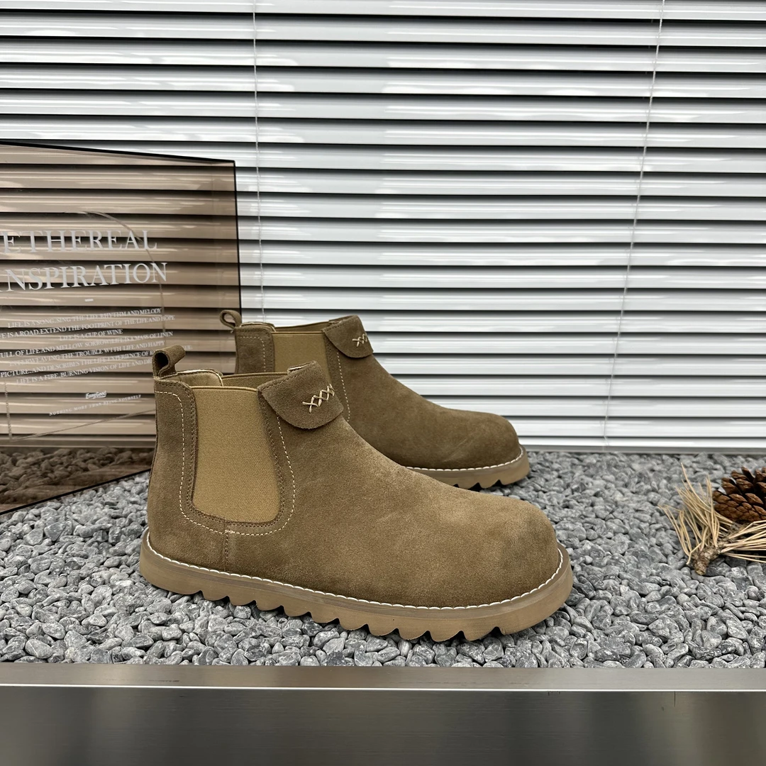 男士时尚百搭中帮切尔西靴防滑复古英伦风男靴透气洋气男款休闲鞋