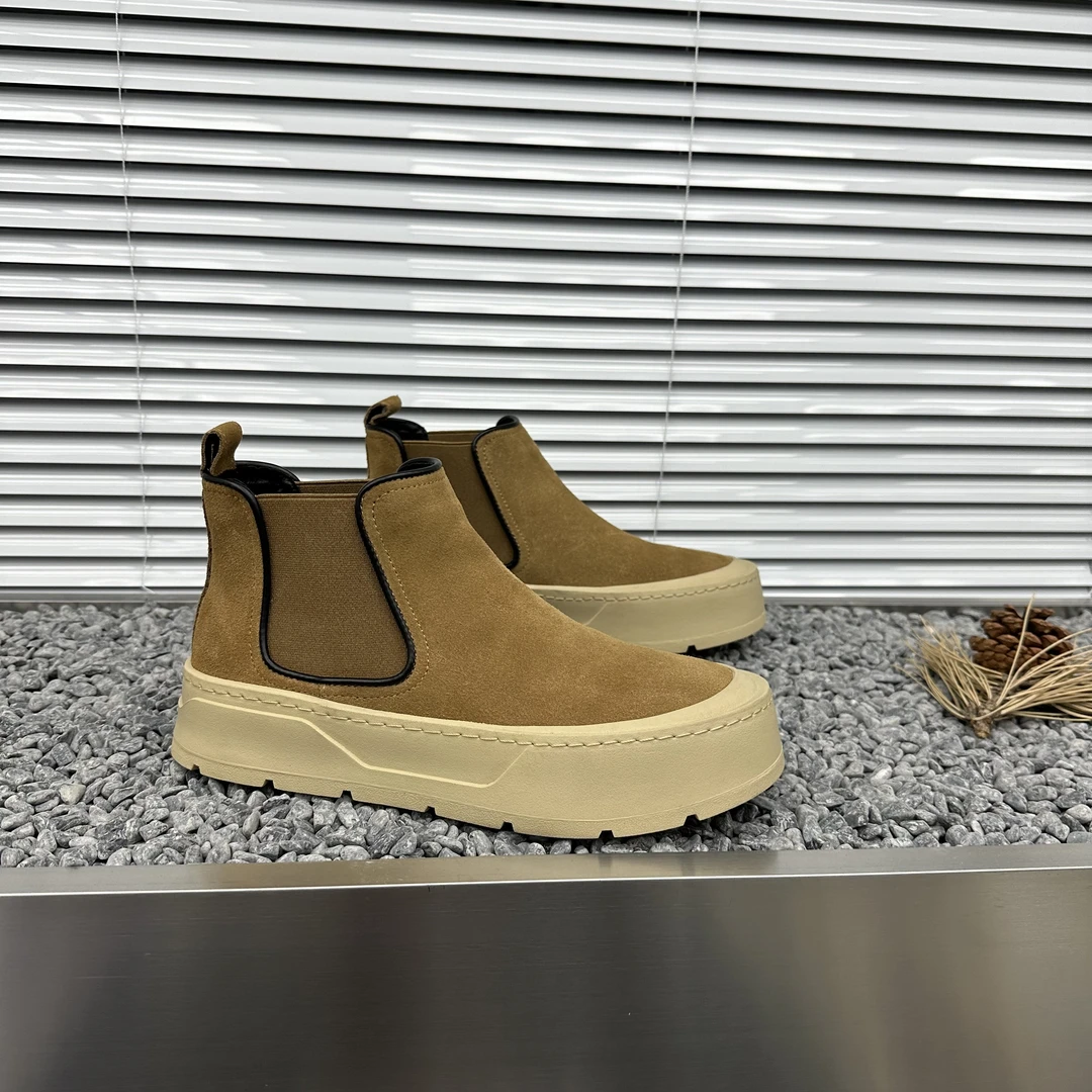 男士2024新款素潮风切尔西靴百搭时尚厚底男鞋休闲马丁靴高帮鞋男