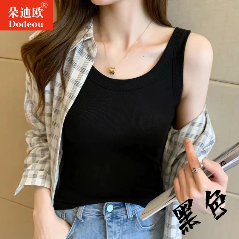 百搭女士螺纹背心防走光无袖修身春夏秋季薄打底内搭吊带外穿上衣