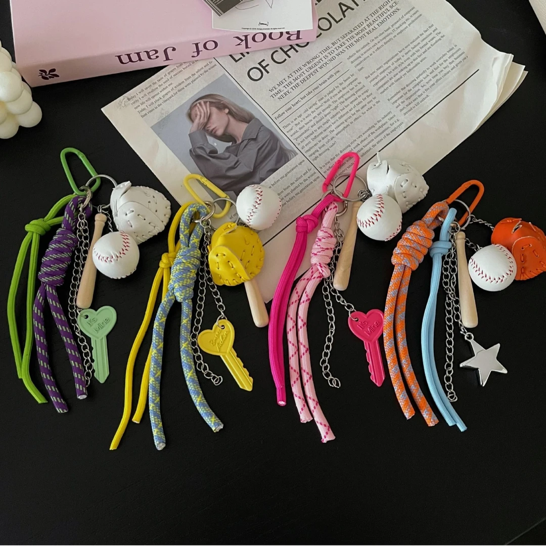 2024新款棒球miu小众彩色编绳包挂饰创意钥匙扣礼物爆