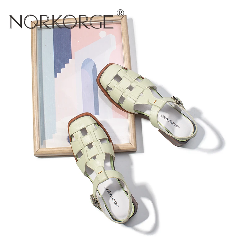 869夏仙女风浅水绿时装罗马凉鞋软底粗跟中跟新中式旗袍鞋女