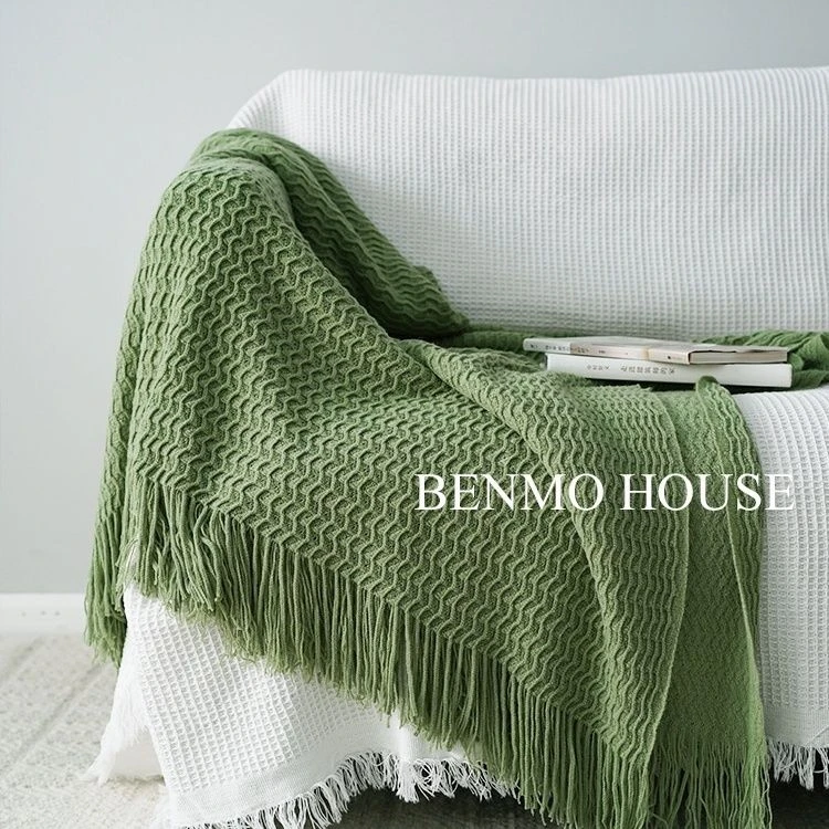 北欧简约风针织沙发盖毯空调毯毛毯床尾巾装饰样板房搭巾包邮新款