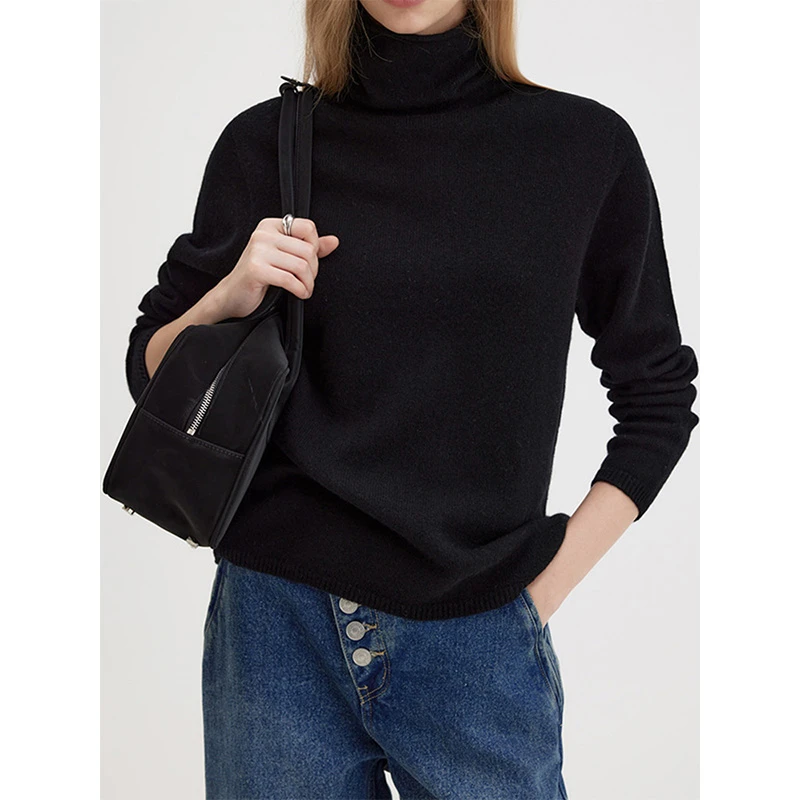 sweet茶茶家100美丽诺羊毛高领打底衫女无缝一体毛衣保暖内搭上衣