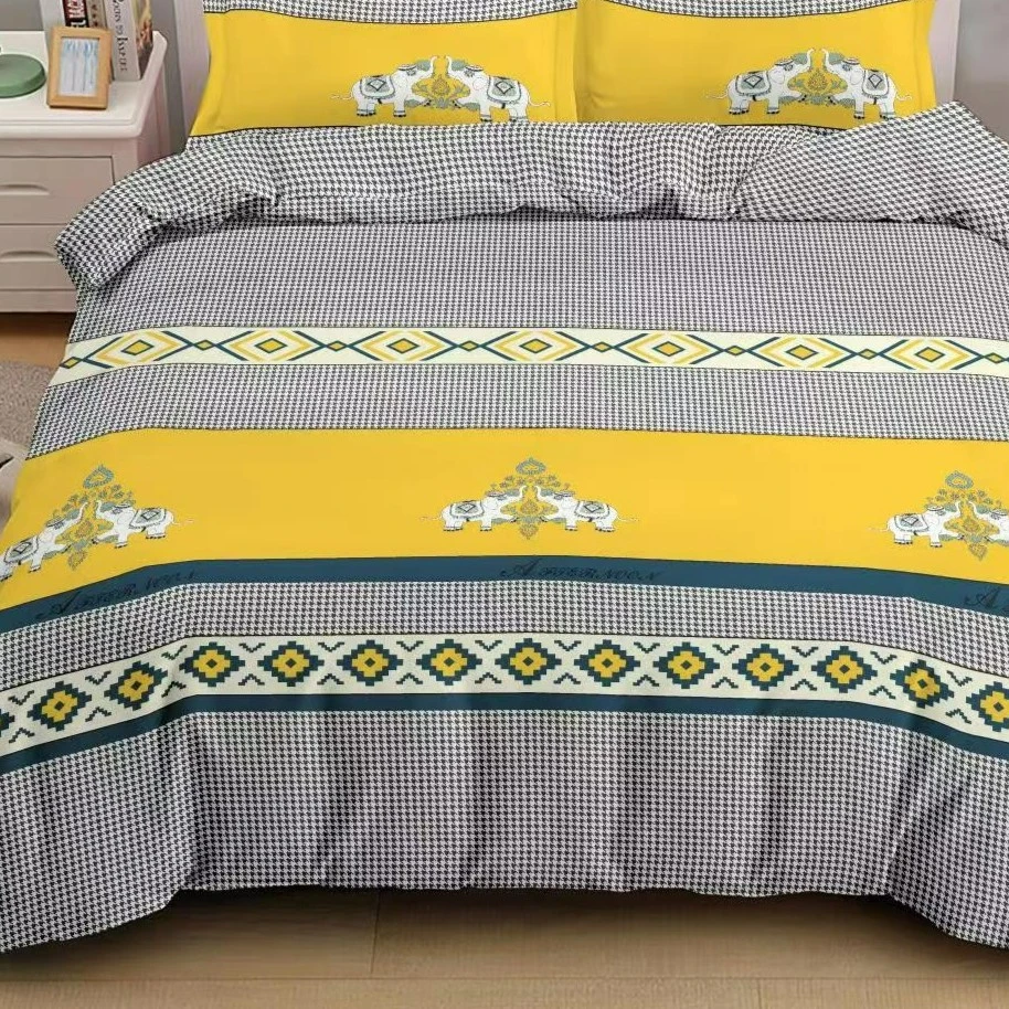 【双人床单】吉祥小象—纯棉加厚斜纹235x240格子千鸟格 时尚橙色