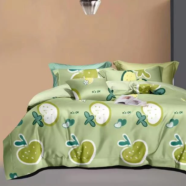 【双人床单】清新草莓  绿  尺寸240*235 山东  老粗布加厚四季款