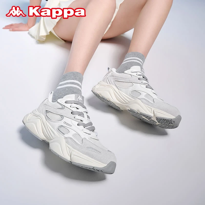 Kappa卡帕女鞋秋季透气复古网面老爹鞋软底百搭休闲鞋K0EX5MC26CJ