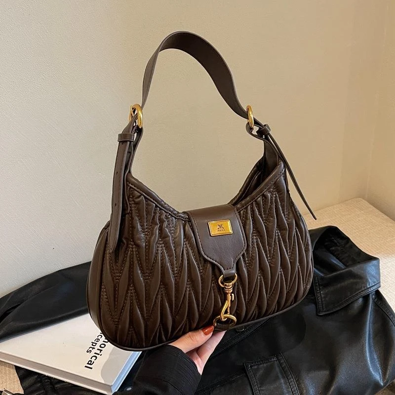 小众辣妹风包包女士2025新款冬季时尚高级感褶皱包简约单肩包